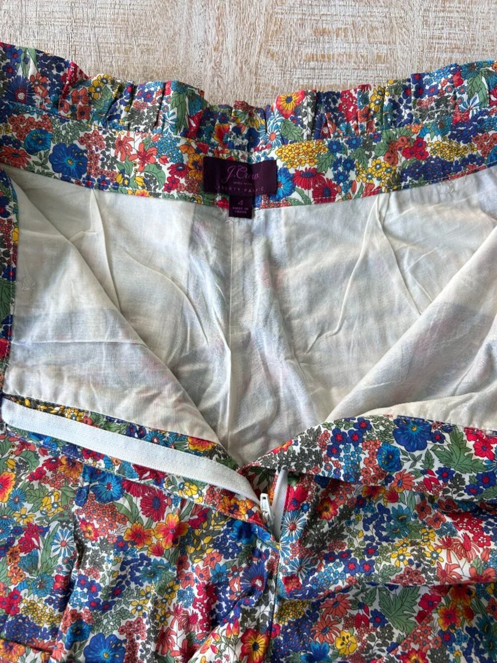 J Crew Liberty High-Waisted Floral Belted Women’s Shorts - Multicolor Size 4